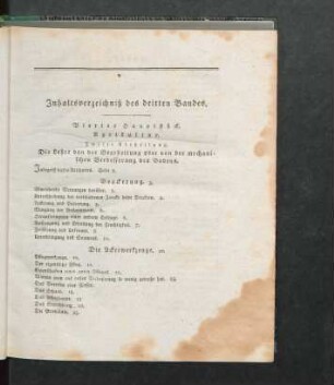 Inhaltsverzeichniß des dritten Bandes
