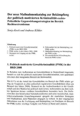 197-206, Der neue Maßnahmenkatalog zur Bekämpfung der politisch motivierten Gewaltkriminalität-rechts. Polizeiliche Gegenwirkungsstrategien im Bereich Rechtsextremismus