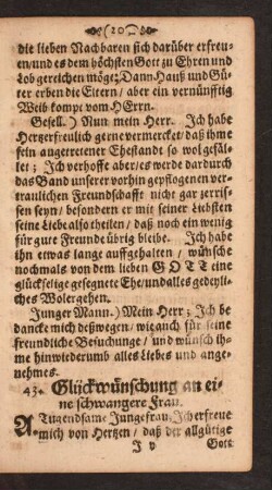 43. Glückwünschung an eine schwangere Frau.