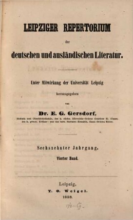 Leipziger Repertorium der deutschen und ausländischen Literatur. 64. 1858 = Jg. 16, Bd. 4 = Bd. 98
