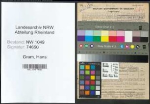 Entnazifizierung Hans Gram , geb. 22.08.1888 (Arzt)
