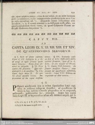 Caput VII. Ad Capita Legis IX. X. XI. XII. XIII. Et XIV. De Quaestionibus Servorum