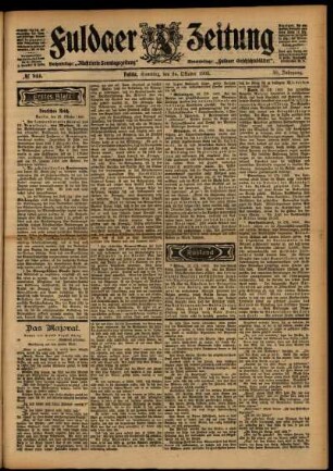 Erste Ausgabe vom Samstag, den 24. Oktober 1903.