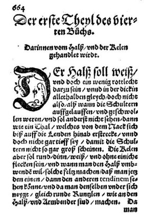 Der erste Theyl des vierten Buchs. Darinnen vom Halß/ und von der Kelen gehandlet wirdt.