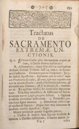 Tractatus De Sacramento Extremae Unctionis.