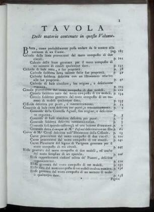 Tavola Delle materie contenute in questo Volume