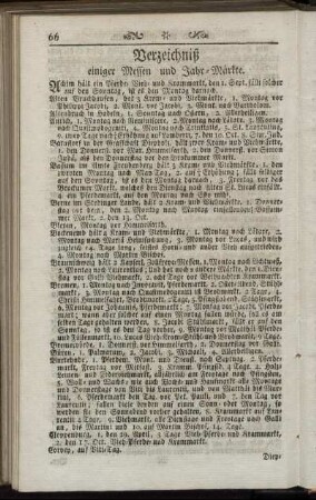Verzeichniß einiger Messen und Jahr-Märkte