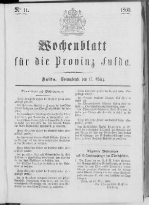 Nr. 11, Ausgabe vom 17. März 1860