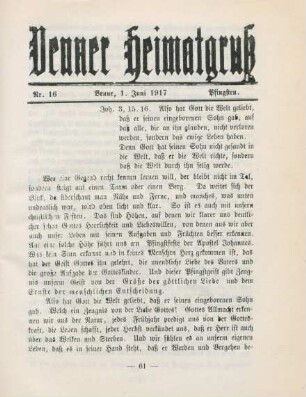 16.1917: Venner Heimatgruss