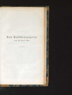 Das Einführungsgesetz vom 14. April 1851