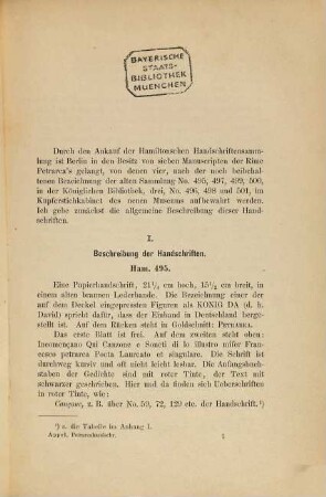 Die Berliner Handschriften der Rime Petrarca's