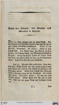 Abreise von Smyrna, über Stanchio nach Alexandria in Aegypten