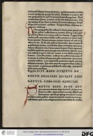 Incipit dies sextus Ambrosii episcopi.