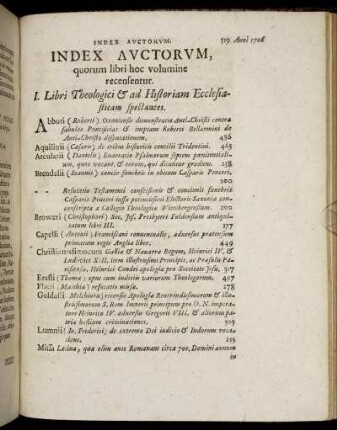 Index Auctorum, quorum libri hoc volumine recensentur.