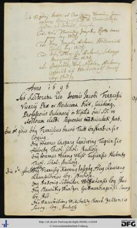 [fol. 121] Rektorat Johann Jakob Franz Vicari 1696/97