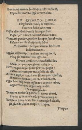 Ex Quarto Libro Elegiarum Ovidii de tristibus.