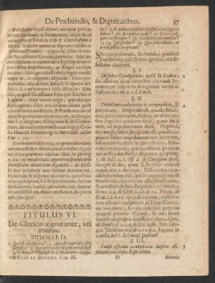 Titulus VI. De Clerico aegrotante, vel debilitato
