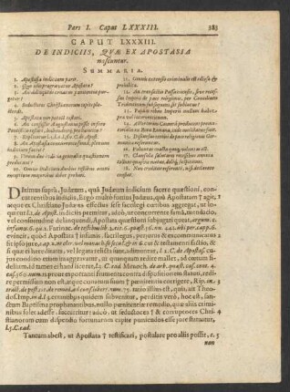 Caput LXXXIII. De Indiciis, Quae Ex Apostasia nascuntur.