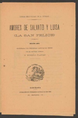 Amores de Salvato y Luísa : (la San Felice) : tomo 1