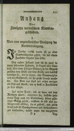 Anhang Von Funfzehn vermischten Krankengeschichten