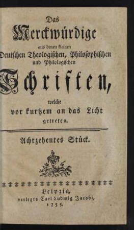 Achtzehentes Stück