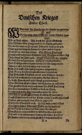 Des Deutschen Krieges Ander Theil.