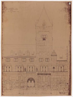 Königliches Residenzschloss Posen, Posen: Ansicht Unterfahrt und Turm Ostseite 1:50