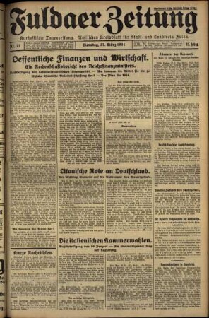 Ausgabe vom Dienstag, den 27. März 1934.