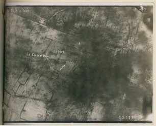 Foto der Artillerie- und Minenwerferstellungen bei der Unternehmung "Heimat" (Luftbild)