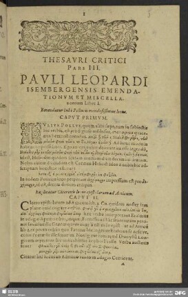 Pauli Leopardi Isenbergensis Emendationum Et Miscellaneorum lib. XX.