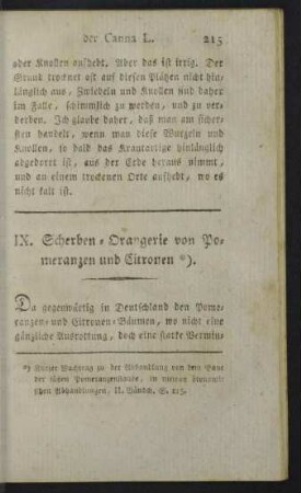 IX. Scherben-Orangerie von Pomeranzen und Citronen.