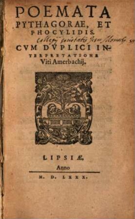 Poemata Pythagorae et Phocylidis