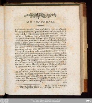 Ad Lectorem.