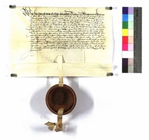 Freitag nach Exaudi; Bischof Friedrich für Ludwig Casimir von Hohenlohe verleiht Kälberbach, von Wolf von Schrozberg erkauft; Siegel.