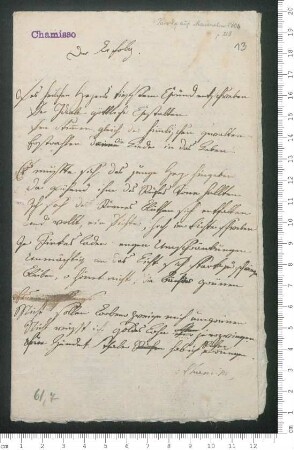 "Der Erfolg", K.A. Varnhagen: "Das Sonnettischste" und Adelbert von Chamisso: [Ohne Titel] ["Ich nah mich dir mit Kindischem vertrauen"]