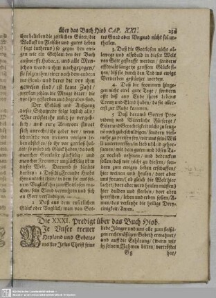 Die XXXI. Predigt über das Buch Hiob