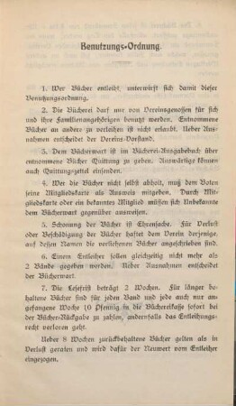 Benutzungs-Ordnung.