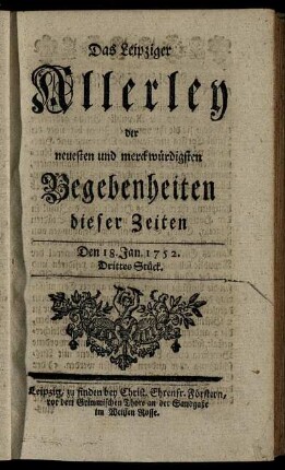 Den 18. Jan. 1752. Drittes Stück.