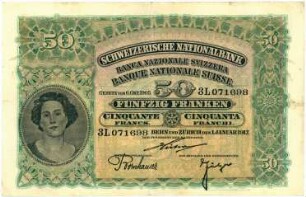 Geldschein, 50 Franken, 1.1.1917