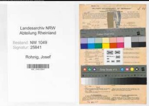 Entnazifizierung Josef Rohnig , geb. 11.10.1884 (Maschinist)