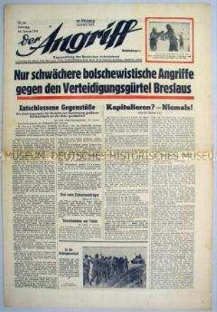 Tageszeitung "Der Angriff" zum Vormarsch der Sowjetarmee