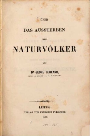Über das Aussterben der Naturvölker