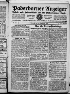 Paderborner Anzeiger : Lokal- und Heimatzeitung für das gesamte Paderborner Land : Tageszeitung für Jedermann : Publikationsorgan vieler Behörden