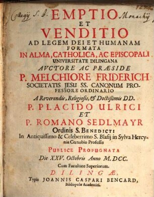 Emptio Et Venditio Ad Legem Dei Et Humanam Formata