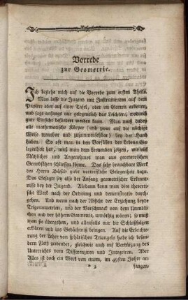Vorrede zur Geometrie.