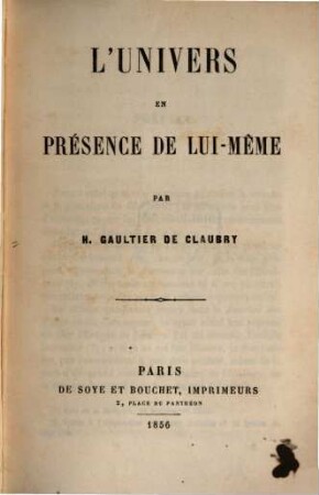 L' univers en présence de lui-même