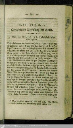 Sechste Abtheilung. Obrigkeitliche Verfassung der Stadt
