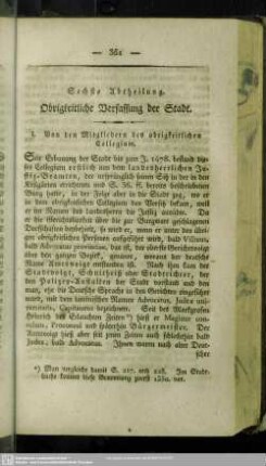 Sechste Abtheilung. Obrigkeitliche Verfassung der Stadt
