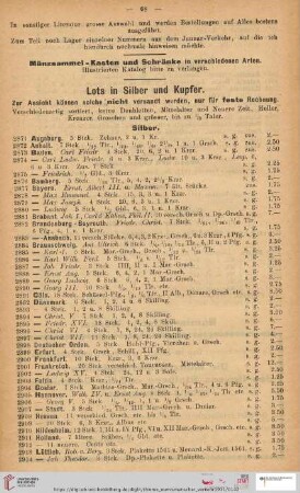 Lots in Silber und Kupfer (Nr. 2871 - 2988)