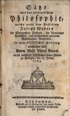 Sätze aus der theoretischen Philosophie